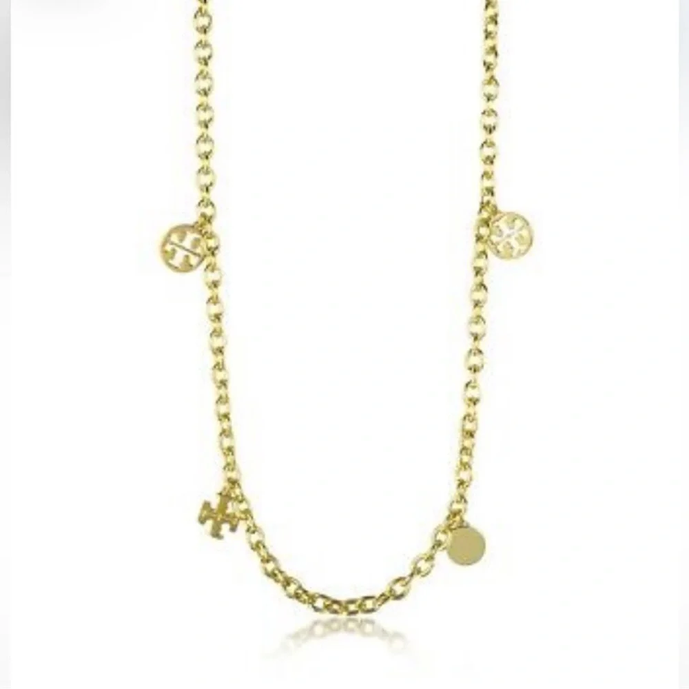 Tory Burch - Logo Charm Gold Rosary Necklace - Picture 8 of 8